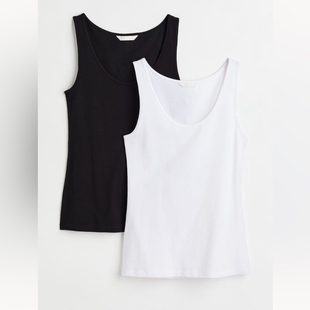NWT 2-Pack Organic Cotton Tank Tops | Small | Black and White